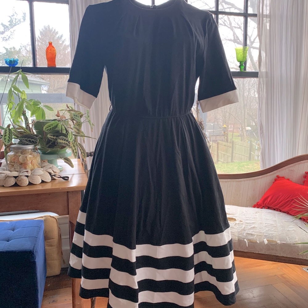 eShakti, 3/4 sleeve fit & flare cotton knit dress